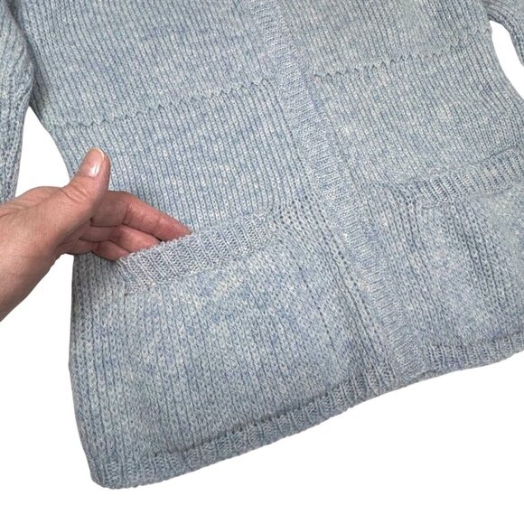 Vintage Prada Wool Cardigan SZ 6 Blue Fitted Preppy Luxury Old Money Preppy - Picture 6 of 12